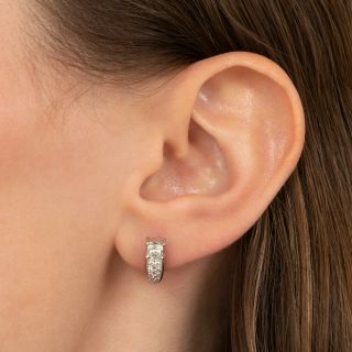 Half Hoop Princess-Cut Diamond Earrings
