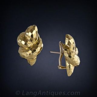 Henry Dunay, Hammered Texture, Knot  Earrings