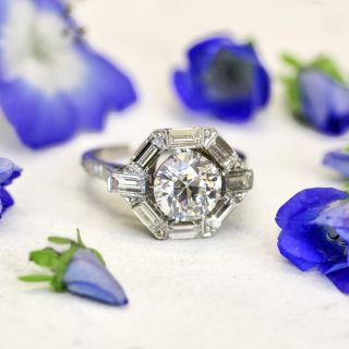 Art Deco Style 2.00 Carat Diamond Engagement Ring - GIA H VS2