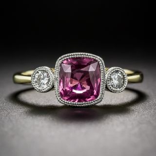 Intense Pink Sapphire and Diamond Ring