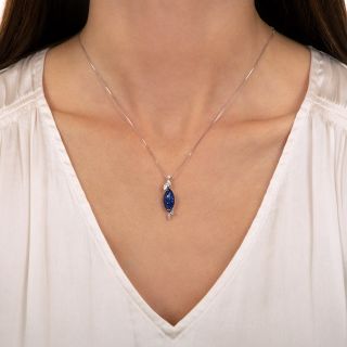 Invisibly Set Sapphire and Diamond Drop Pendant
