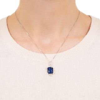Invisibly Set Sapphire and Diamond Pendant