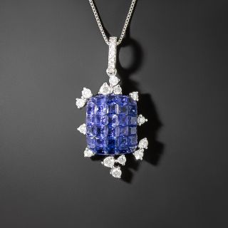 Invisibly Set Sapphire and Diamond Pendant - 2
