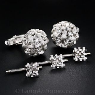 Italian Diamond Cufflinks and Stud Set - 2