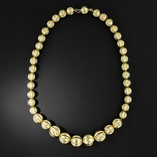 Italian Fluted Gold Bead Necklace - 2