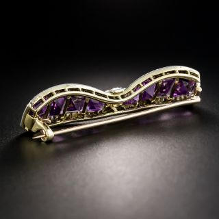 J.E. Caldwell Art Deco Amethyst Diamond Bow Pin 