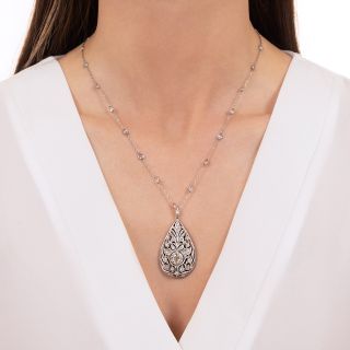 J.E. Caldwell Edwardian Diamond and Onyx Pendant Necklace 