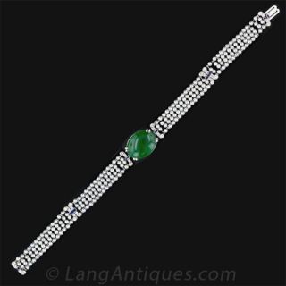 Jadeite, Pearl, Diamond, Sapphire, Platinum Bracelet, Circa 1925 - 4