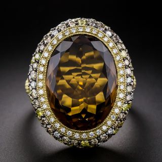 Judith Ripka Monaco Collection Smoky Quartz and Chocolate Diamond Ring - 2