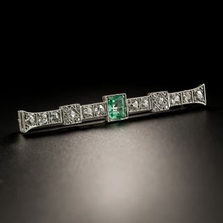 Lacloche Frères Art Deco Emerald and Diamond Bar Brooch - 1
