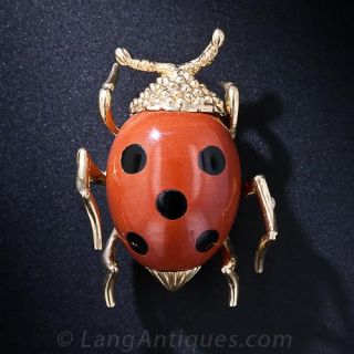 Ladybug Jasper and Onyx Pin - 1