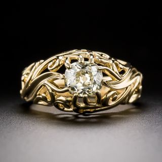 Lang Collection 1.06 Carat Fancy Light Brownish Yellow Diamond Ring - GIA  - 2