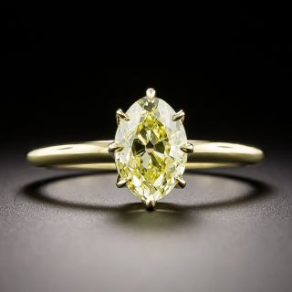 Lang Collection 1.44 Carat Fancy Yellow 'Moval' Diamond Solitaire Ring -  GIA - 4