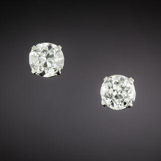 Lang Collection 1.94 Carat Total European-Cut Diamond Stud Earrings - GIA H VS2 - 2