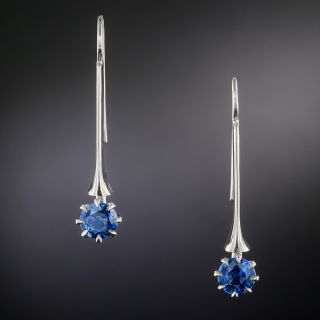 Lang Collection 2.00 Sapphire Drop Earrings - 3