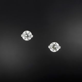 Lang Collection 2.55 Carat Total European-Cut Diamond Studs - 1