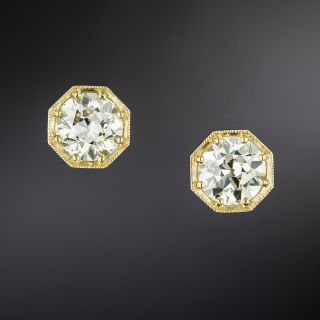 Lang Collection 2.78 Carat Octagonal Diamond Studs - GIA  - 3