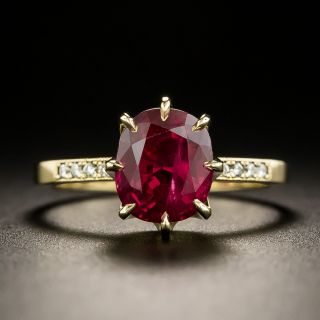 Lang Collection 3.01 Carat Gem Ruby and Diamond Solitaire Ring  - 2