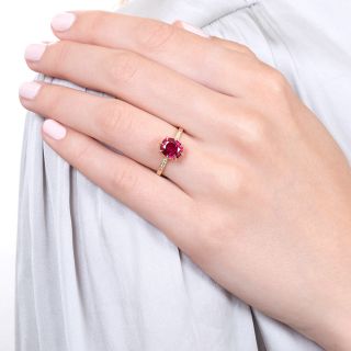 Lang Collection 3.01 Carat Gem Ruby and Diamond Solitaire Ring 