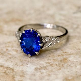 Lang Collection 4.00 Carat Ceylon Sapphire and Diamond Ring