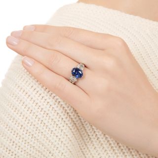 Lang Collection 4.23 Carat No-Heat Ceylon Sapphire And Diamond Ring