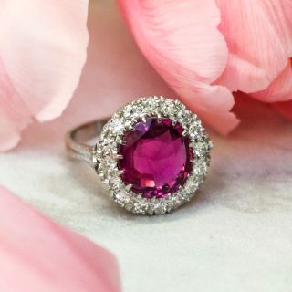 Lang Collection 4.88 Carat No-Heat Pink Sapphire and Diamond Ring - 8