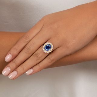 Lang Collection 5.08 Carat No-Heat Ceylon Sapphire and Diamond Ring - AGL