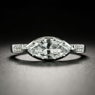 Lang Collection .99 Carat Marquise-Cut Diamond Engagement Ring - GIA D SI1 - 1