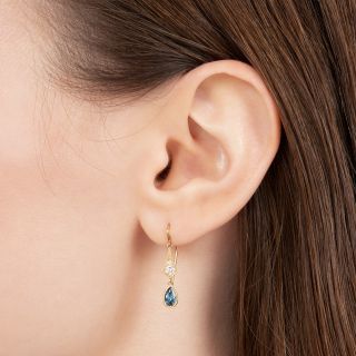 Lang Collection Aquamarine and Diamond Dangle Earrings