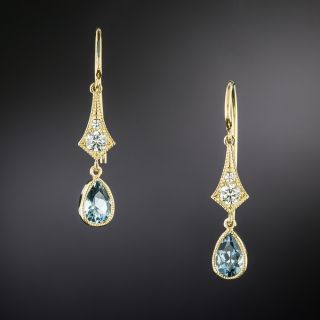 Lang Collection Aquamarine and Diamond Dangle Earrings - 3