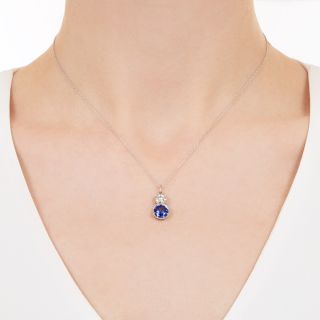 Lang Collection Art Deco Inspired Sapphire and Diamond Drop Necklace
