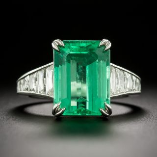 Lang Collection Colombian No-Treatment 6.16 Carat Emerald and Diamond Ring - GIA - 9