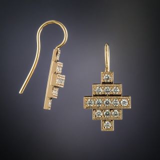 Lang Collection Rose Gold Deco Style Diamond Earrings