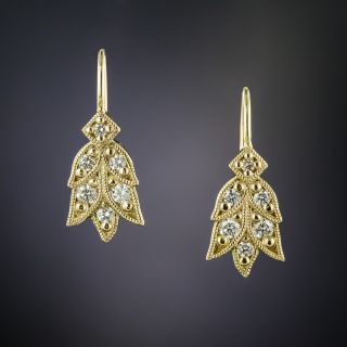 Lang Collection Yellow Gold Laurel Diamond Earrings - 2