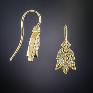Lang Collection Yellow Gold Laurel Diamond Earrings
