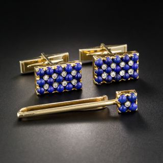 Lapis And Diamond Cuff Links And Tie Bar by C.D. Peacock - 1