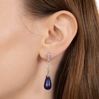 Lapis Lazuli and Diamond Drop Earrings 