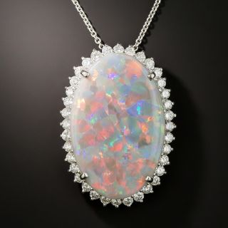 Large 19.90 Carat Opal and Diamond Pendant Necklace - 3