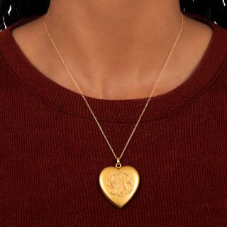  Large Antique Heart-Shaped Double Locket