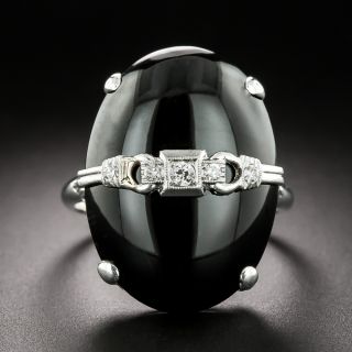 Large Art Deco Onyx and Diamond Ring by Larter - 3