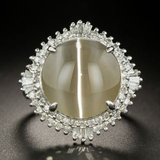 Large Cat's Eye Sillimanite and Diamond Ring - 2