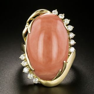 Large Coral and Diamond Ring by Ruriko Ito - 2