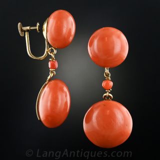 Large Coral Button Earrings