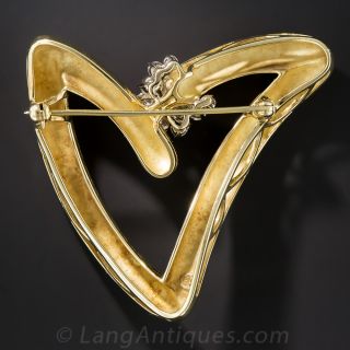 Large Diamond Contemporary Heart Brooch