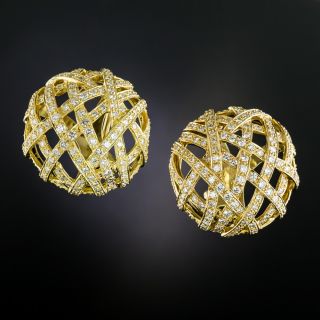 Large Diamond Dome Earrings - 3