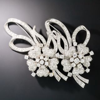 Large Diamond Floral Brooch and Dress Clips - 1