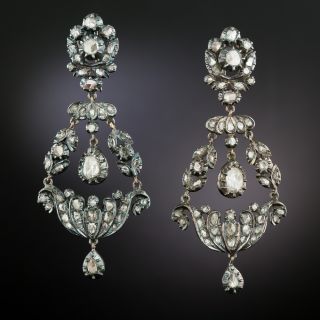 Large Georgian Diamond Dangle Earrings - 2