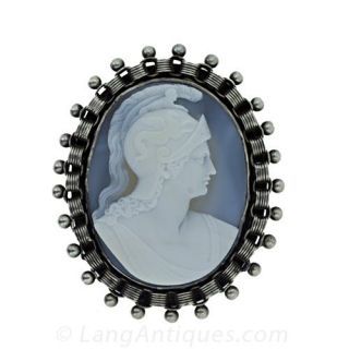 Large Hardstone Cameo in Silver Main View
