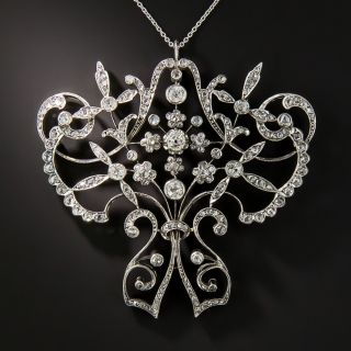 Large Late Victorian/Edwardian Diamond Pendant Necklace - 8