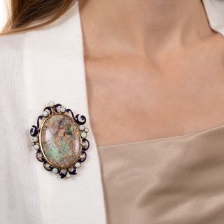 Large Late-Victorian Opal Brooch/Pendant